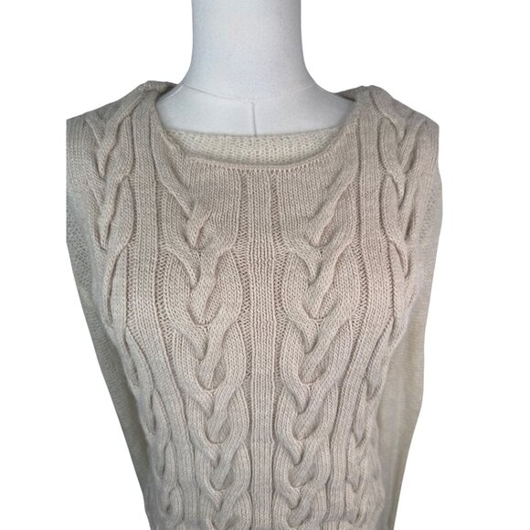 ZARA Womens Small Cable Knit Sweater Cream Acrylic/Wool Blend - Picture 4 of 13